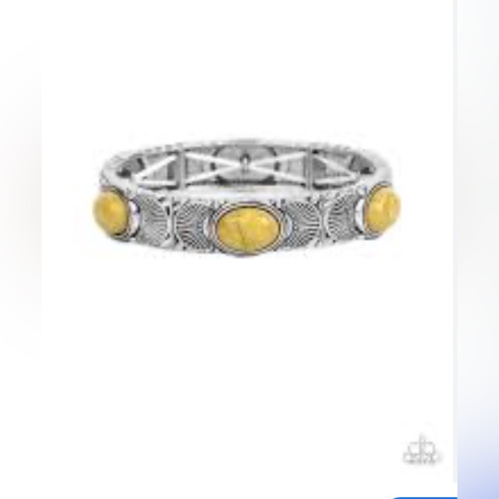 Silver and Yellow Stone Bracelet